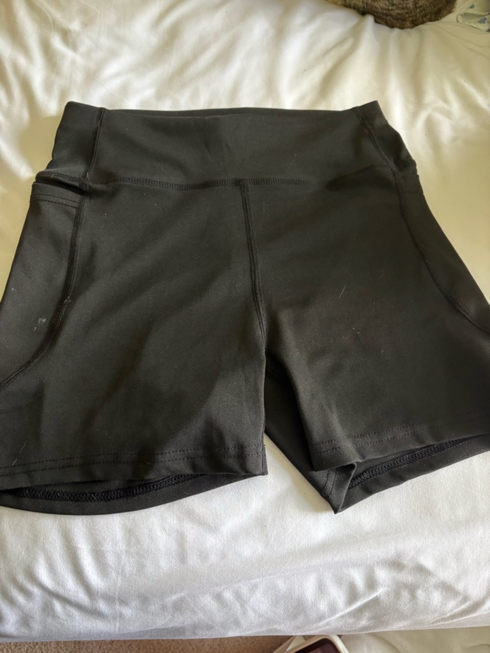 SHEIN Black High-Waist Bike Shorts with Side Pockets